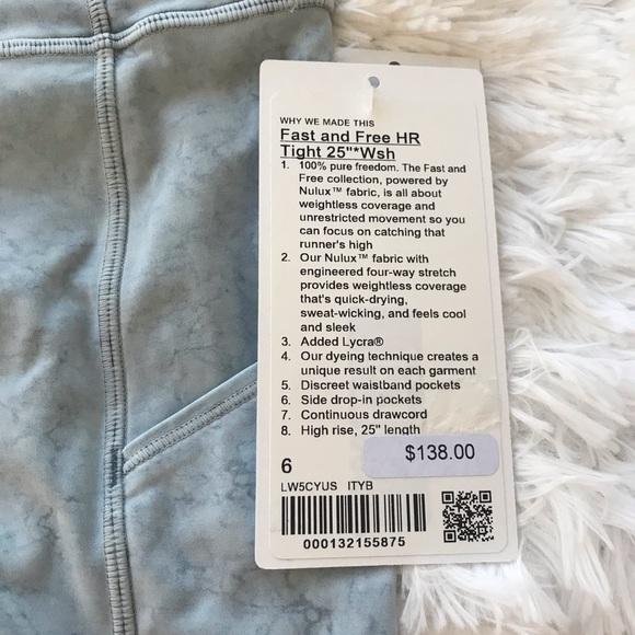Lululemon Fast and Free HR Tight 25” in Washed Indigo/White tie dye - Picture 9 of 13